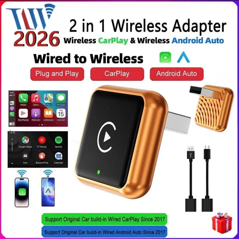 Adattatore Wireless Trolinktek per CarPlay e Android Auto, Plug&Play, BT5.2, Connessione Automatica, Sistema Universale AI Smart Box USB per Auto