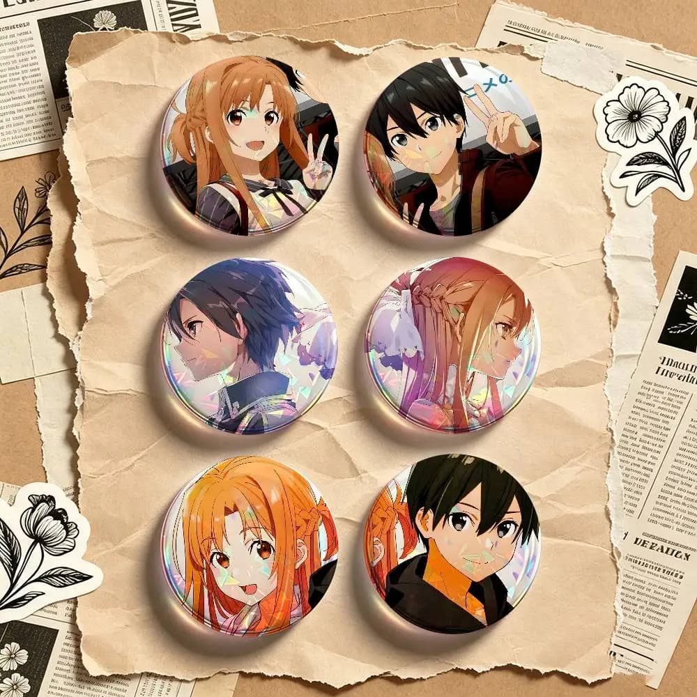 AsunaKirito S-Sword Art Online 2 Pieces Set Badge Set Fashion Brooches for Women Men Backpack Accessory Bag Badge Jewelry Gift