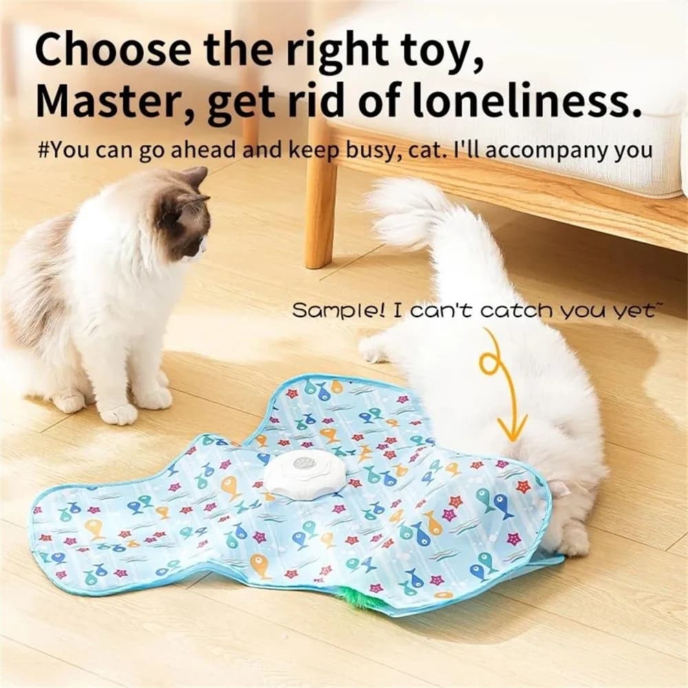 Interactive Game for Cats with Hidden Feather, Reloadable, Activated by the Movement, for Self-attration and Hide Game