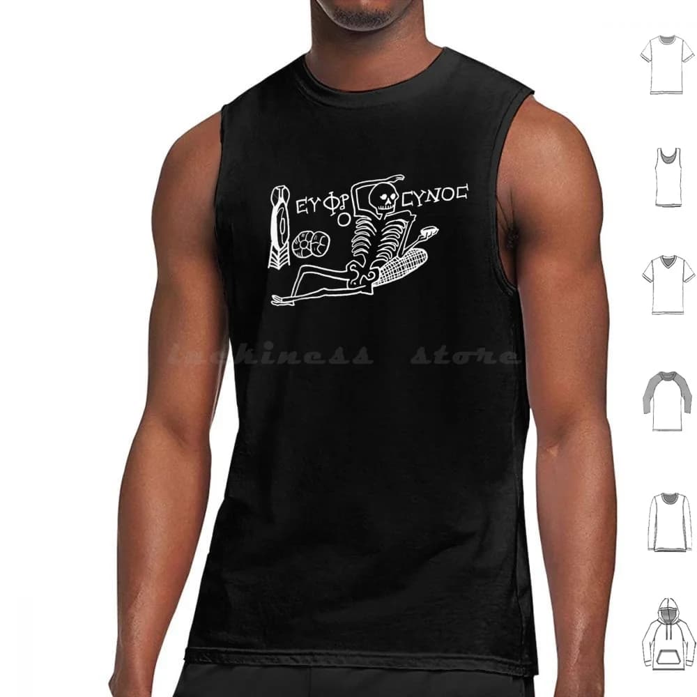 Be Cheerful Enjoy Your Life Mosaic Tank Tops Vest Sleeveless Mosaic Ancient Mosaic Greek Mosaic Skeleton Ancient Food Wine