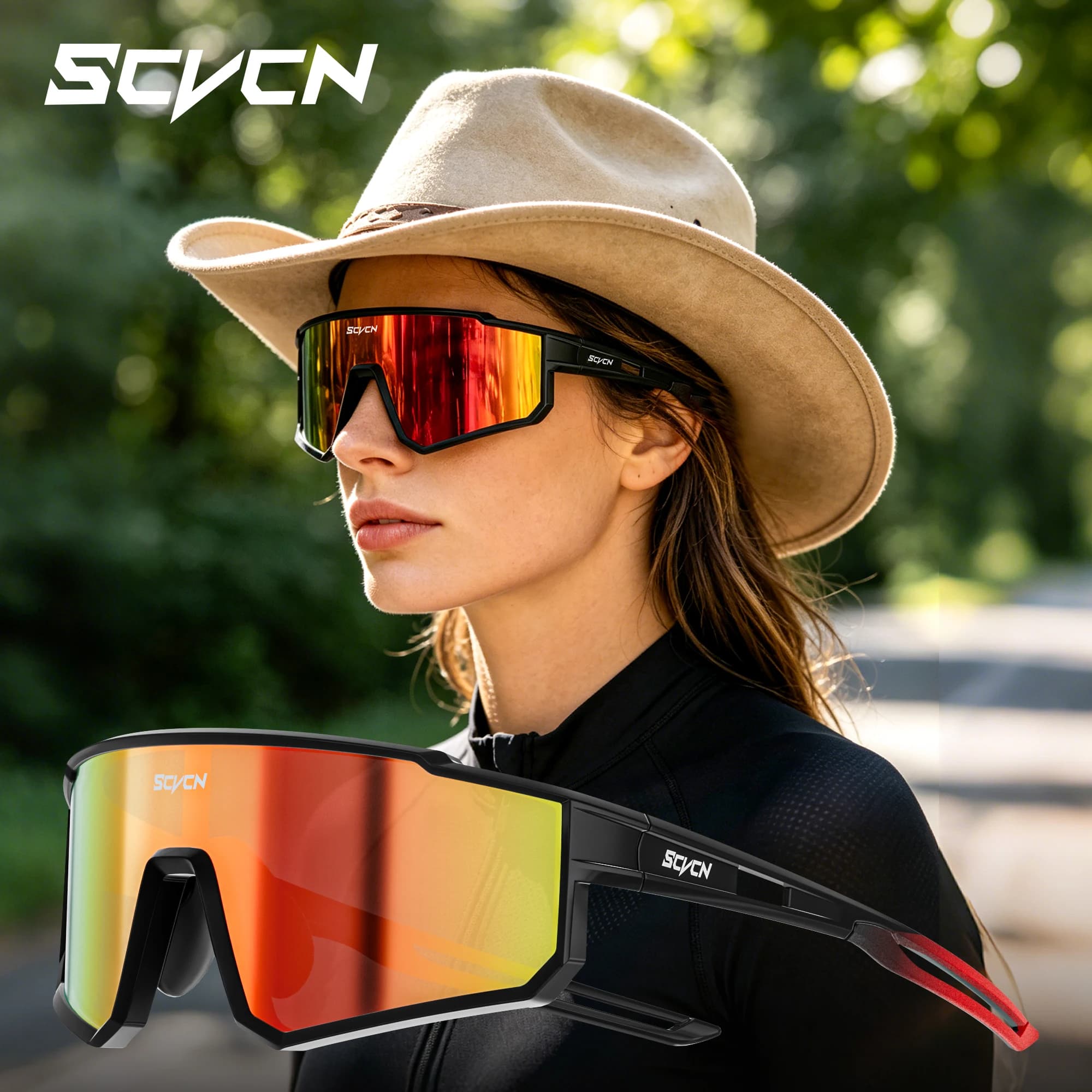 SCVCN Outdoor Cycling Sunglasses Sports Mountain Climbing Women Road Bicycle Cycling UV400 Goggles Men MTB Driving Bike Glasses