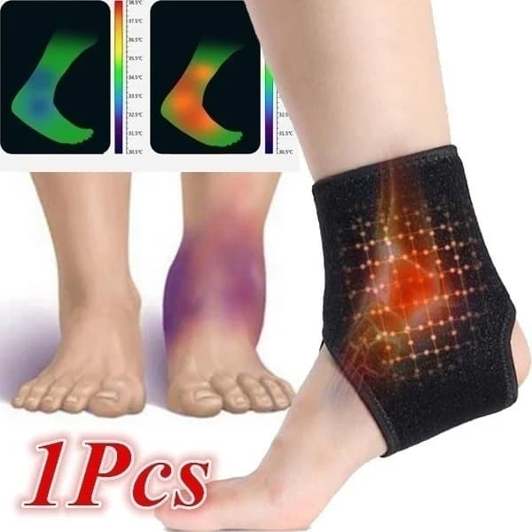 1 pezzo di supporto per caviglia autoriscaldante, tutore avvolgente, tutore per caviglia regolabile, protezione per terapia magnetica spontanea, assistenza sanitaria