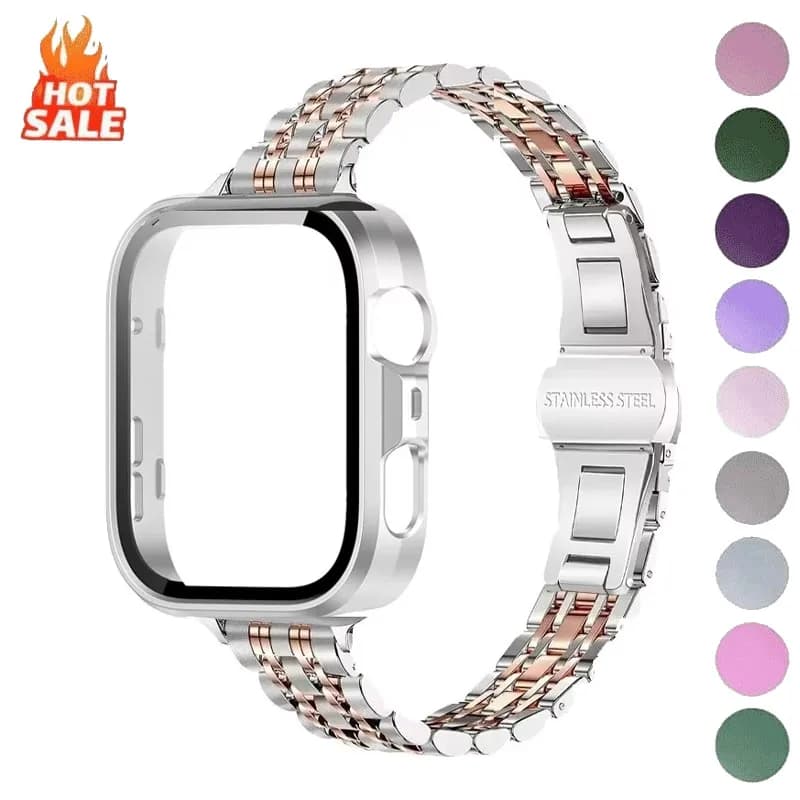 Cinturino e cassa in acciaio inossidabile per Huawei Watch Fit 5 5Pro 4 /4 Pro, accessori alla moda da donna con cinturino in metallo bicolore