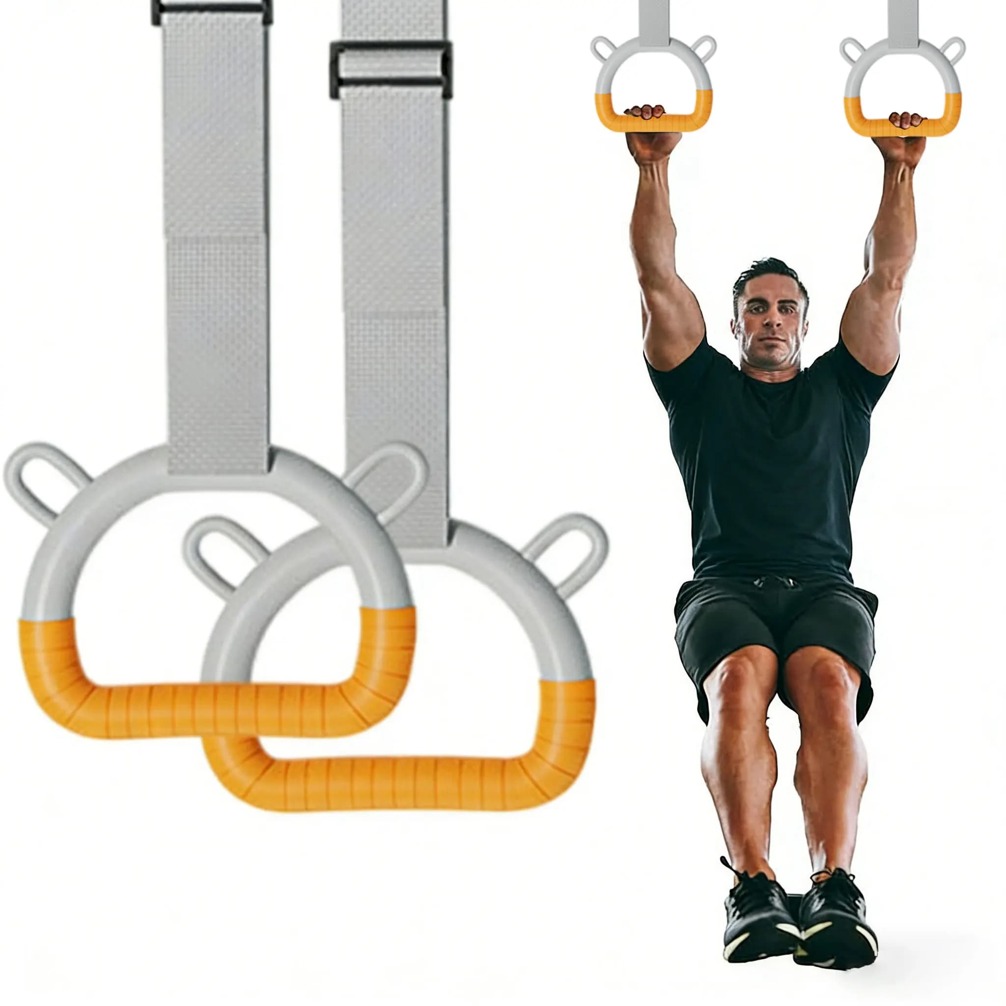 Adult Ring, Fitness Ring Equipment, Pull Up Ring, Adult Home Fitness Ring Without Strike Rod Hanging Rope for Training and Exerc