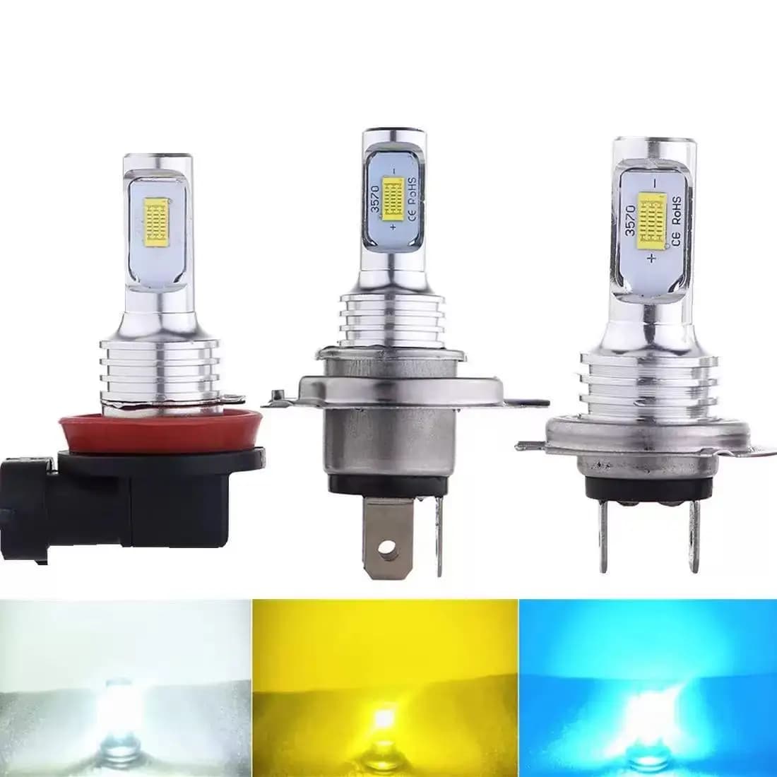 2 LED bulbs fog and headlights H4 H7 H11, 20000LM 6000K 12V, compatible with H8 H9 H1 9005 HB3 9006 HB4 for driving lamps