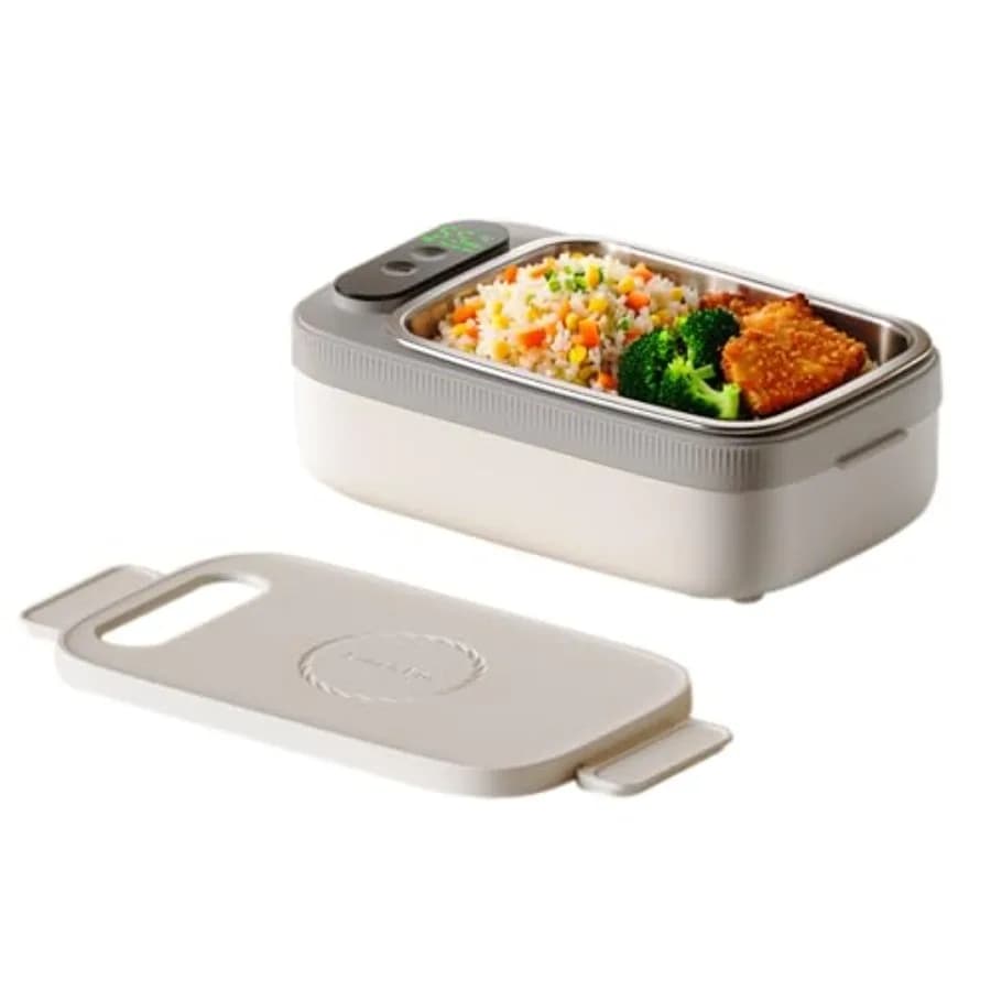 Scaldavivande Elettrico Senza Fili per Adulti, Contenitore per Alimenti da 1000 ml, Batteria Ricaricabile da 14000 mAh, Scaldavivande Portatile Autoriscaldante
