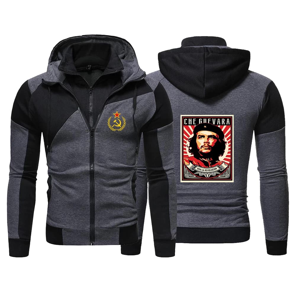 Che Guevara CCCP The men's multi-color striped beanie hoodie is suitable for spring and autumn hoodies jacket