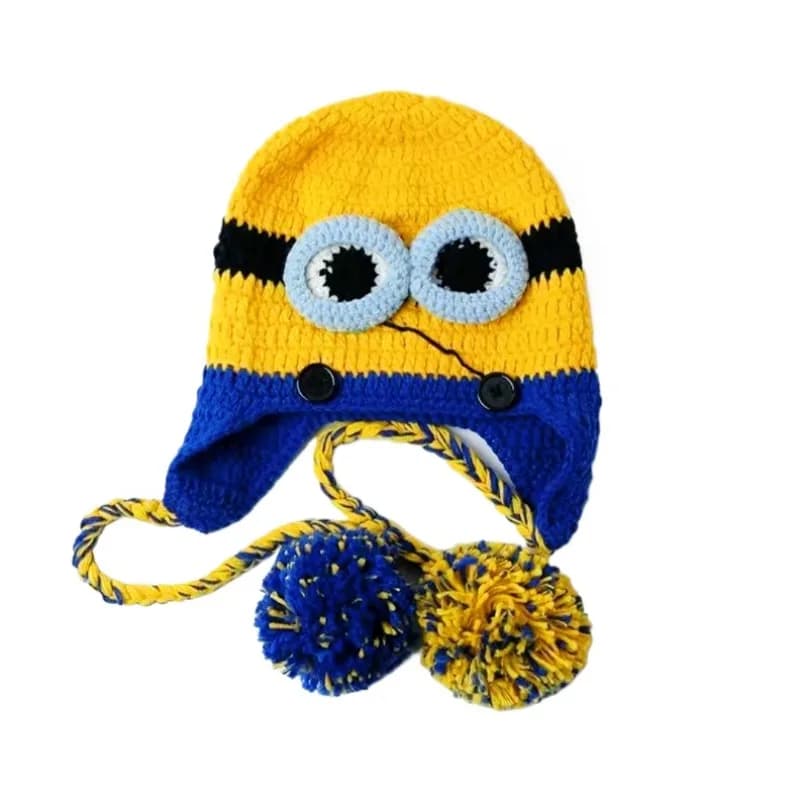 Eyewear Hat Made to Hand at Crochet Inspired by Minions, Ski Cap, Women's Accessories, Birthday Gift