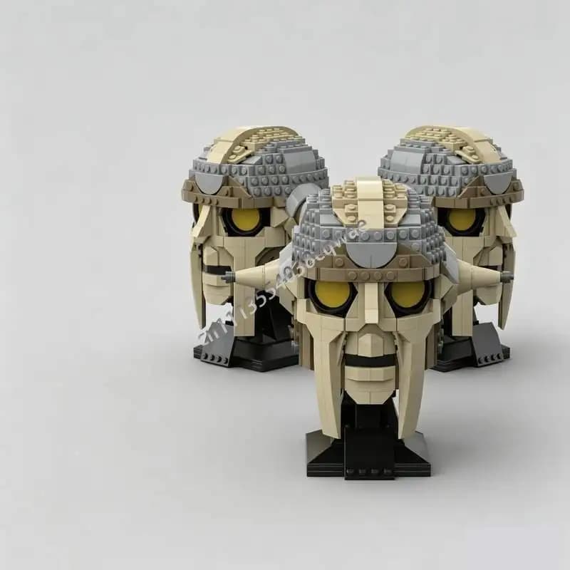635PCS Sci Fi Mechanical Master Helmet MOC Model Custom Puzzle Creative Assembly Educational Collectible Toy Blocks Holiday Gift