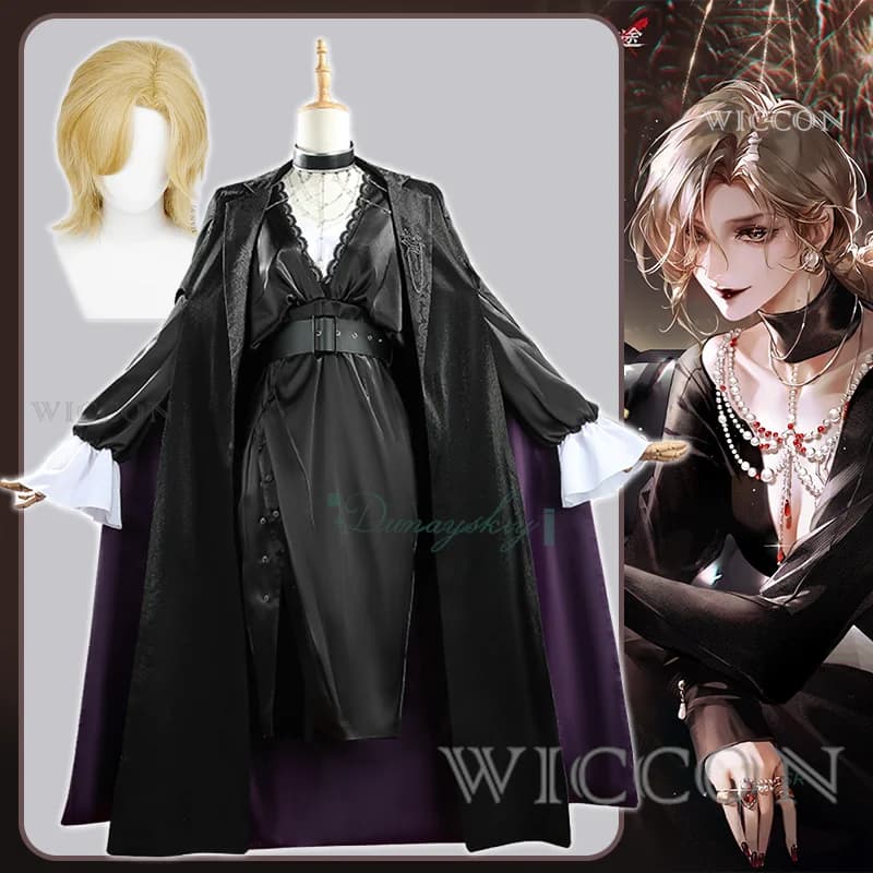 Happyzoo Langley Costume Cosplay Trench lungo Parrucca Gioco Path To Nowhere Set completo di accessori Abito di carnevale di Halloween da donna