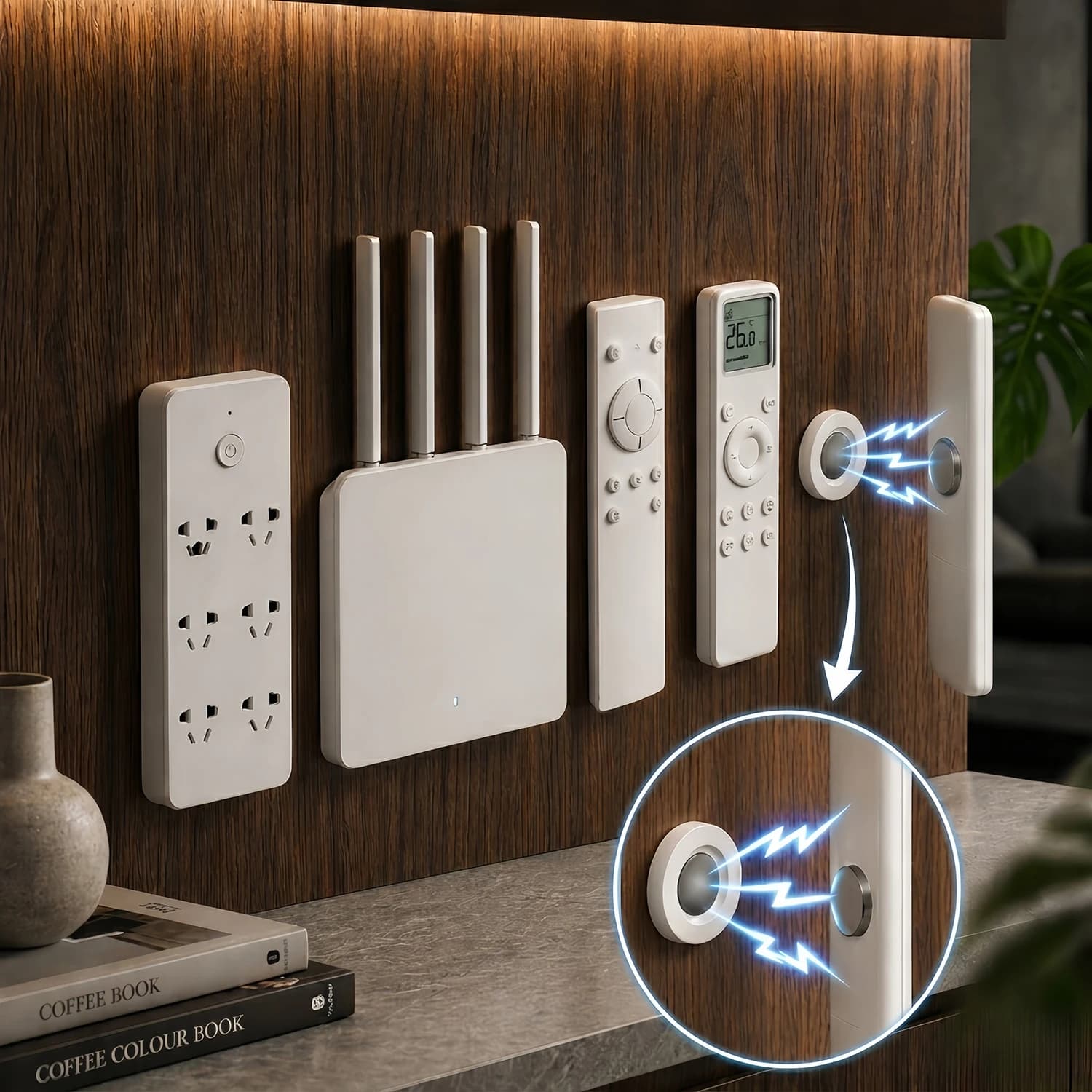 3pcs No Drill Magnetic Remote Holder - Wall Mount for TV/AC/DVD Remotes, White Space-Saving Design