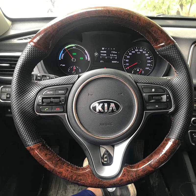 Coprivolante in microfibra stile treccia rossa antiscivolo in vera pelle per Kia Sportage 4 KX5 K5 2015 2016 accessori auto