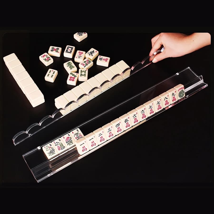 1Pc Acrylic Mahjong Tile Racks Transparent Wear-Resistant Mahjong Pushers Holders, Mahjong Display Stand for Easy Tile Sorting