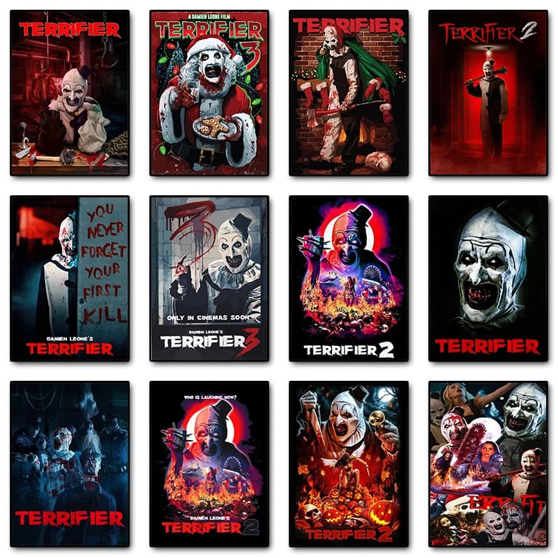 Terrifier 3/2/1 Collection Classic Horror Movie Film Poster Print Wall Art Pictures Canvas Painting Halloween Home Room Decor