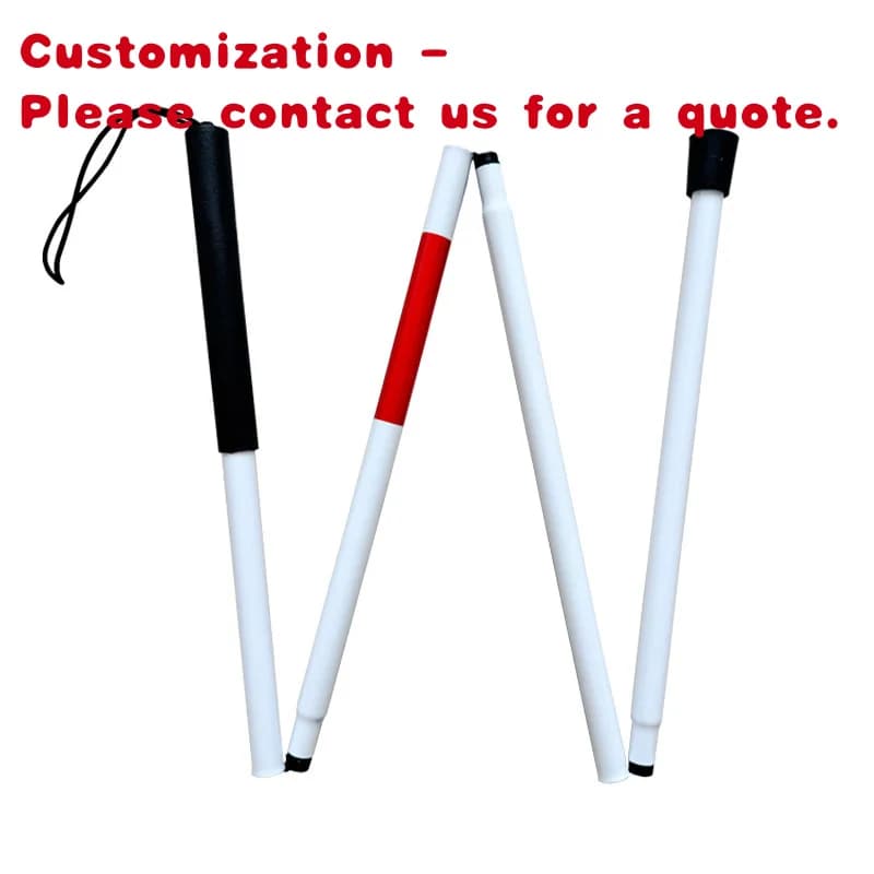 Customized White Foldable Trekking Stick 4 Sections Portable Blind Guide Outdoor Activities Camping and Hiking Plastic Ha