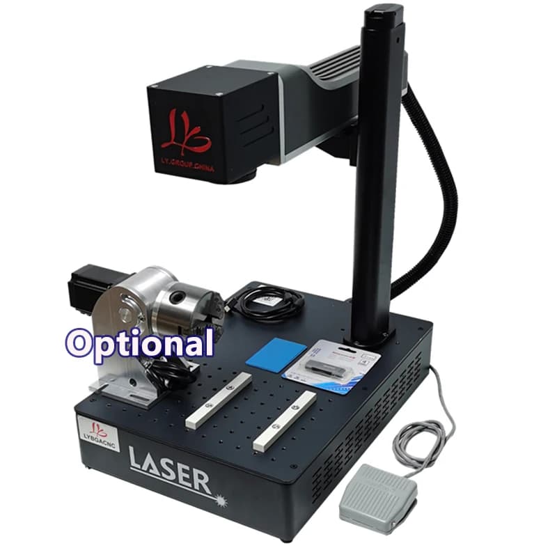 Desktop Mini 20W 30W 50W Laser Plate Fiber Engraving Machine Marking 10.64 Um Update Rotation Axis Rotating Axis