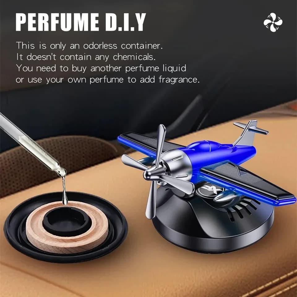ZHIYU Car Essential Oil Diffuser Solar Airplane Rotating Propeller dashboard ornament Car fragrance diffuser(Without Perfume)