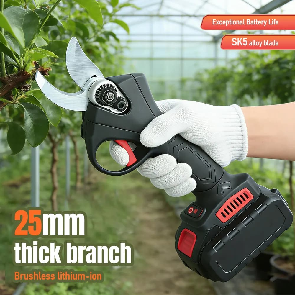21V Cordless Electric Pruning Shears Brushless Motor Powered Pruner Professional Garden Tool for Fruit Tree & Branch Cutting