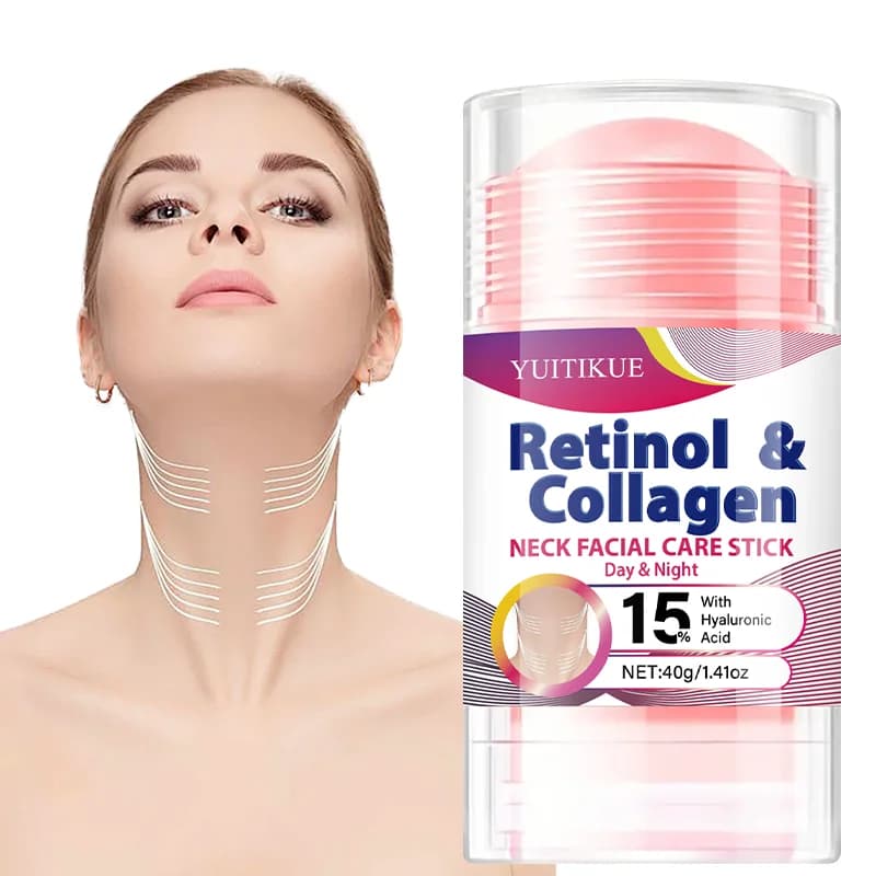 YUITIKUE Retinol & Collagen Neck Facial Care Stick 40g Anti-Aging Firming Moisturizer with Hyaluronic Acid