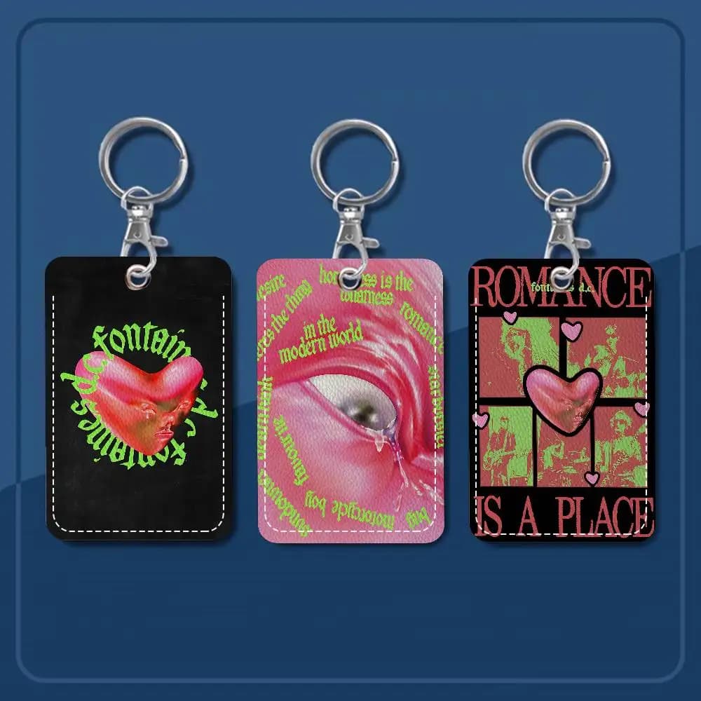 Porta tessere personalizzato Band F-Fontaines DC Romance, adatto per carte bancarie, tessere per metropolitana, autobus, portafoglio, porta badge, portachiavi