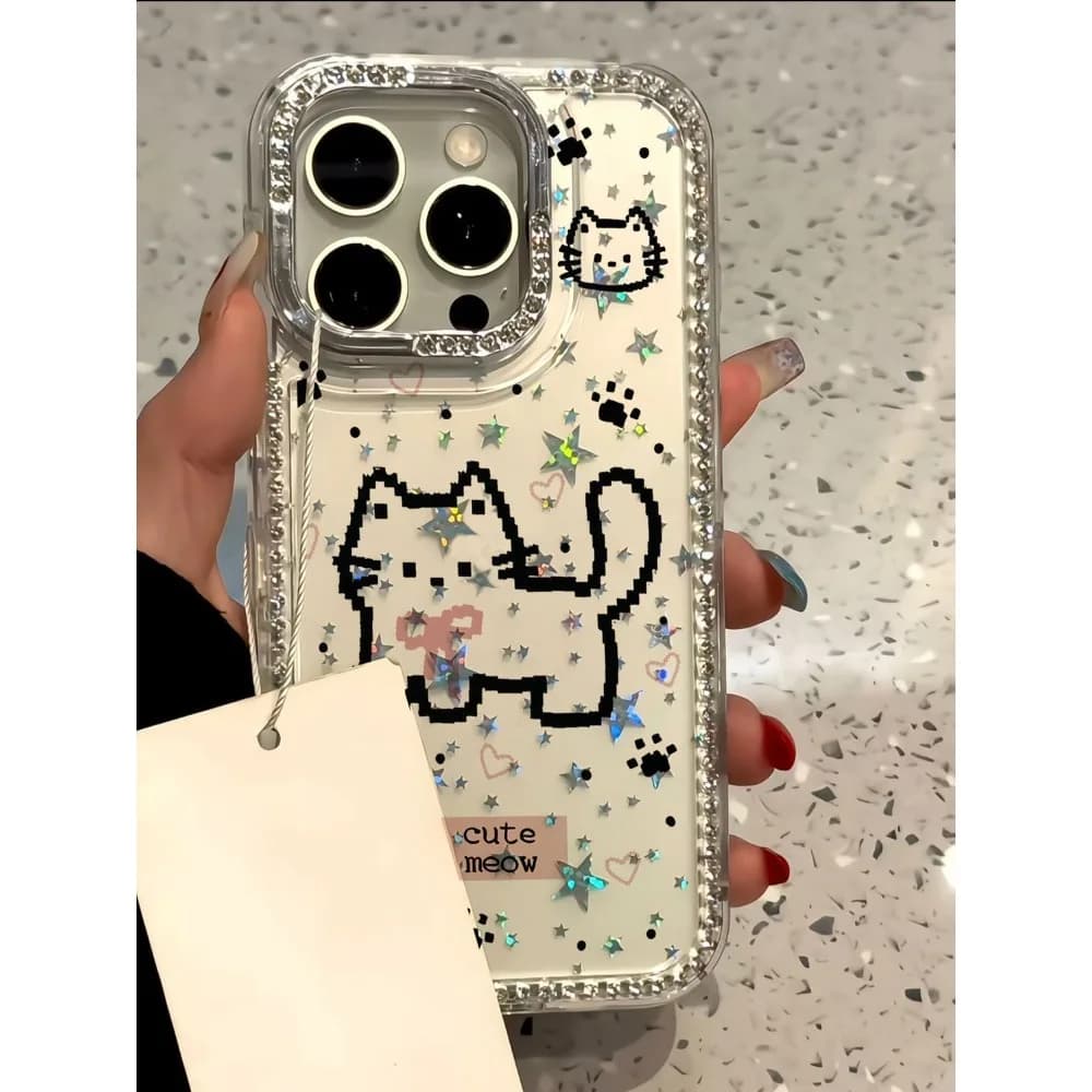 Nuova custodia trasparente per telefono con stampa a pois pixel wave INS per iPhone 16 16e 15 14 13 12 11 Pro Max Plus, cover protettiva trasparente