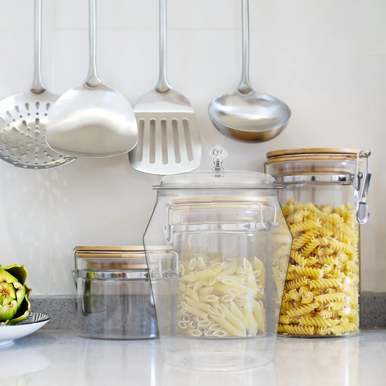7L Clear Plastic Airtight Food Storage Jar Sealed Lid Pantry Organization Container for Cereal Rice Grains Dry Wet Foods Kitchen