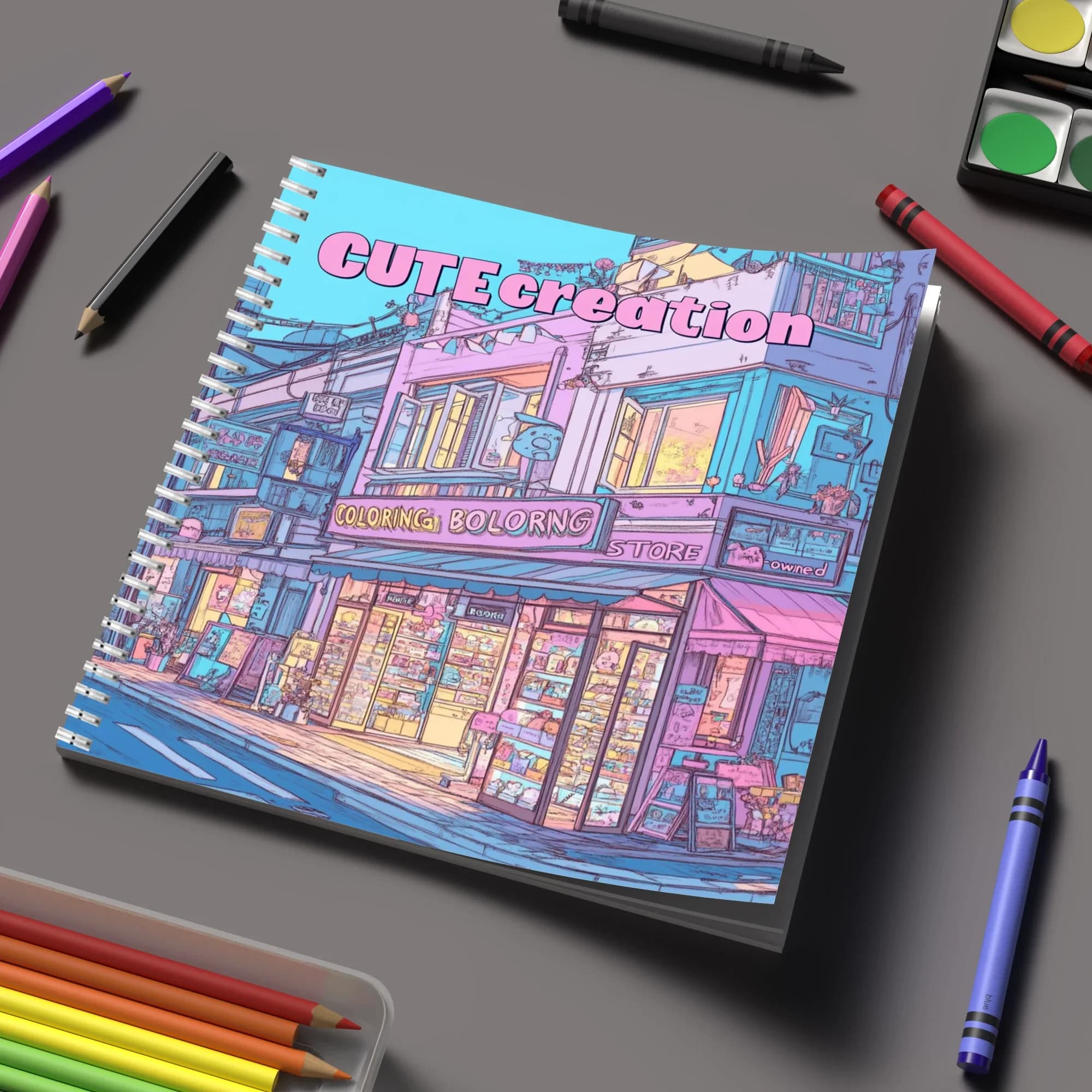 Coloring Book Cute Storefront for Adult Colouring Book, Birthday Day Gift, Back to School Supplies, Adults Cute Drawing Book