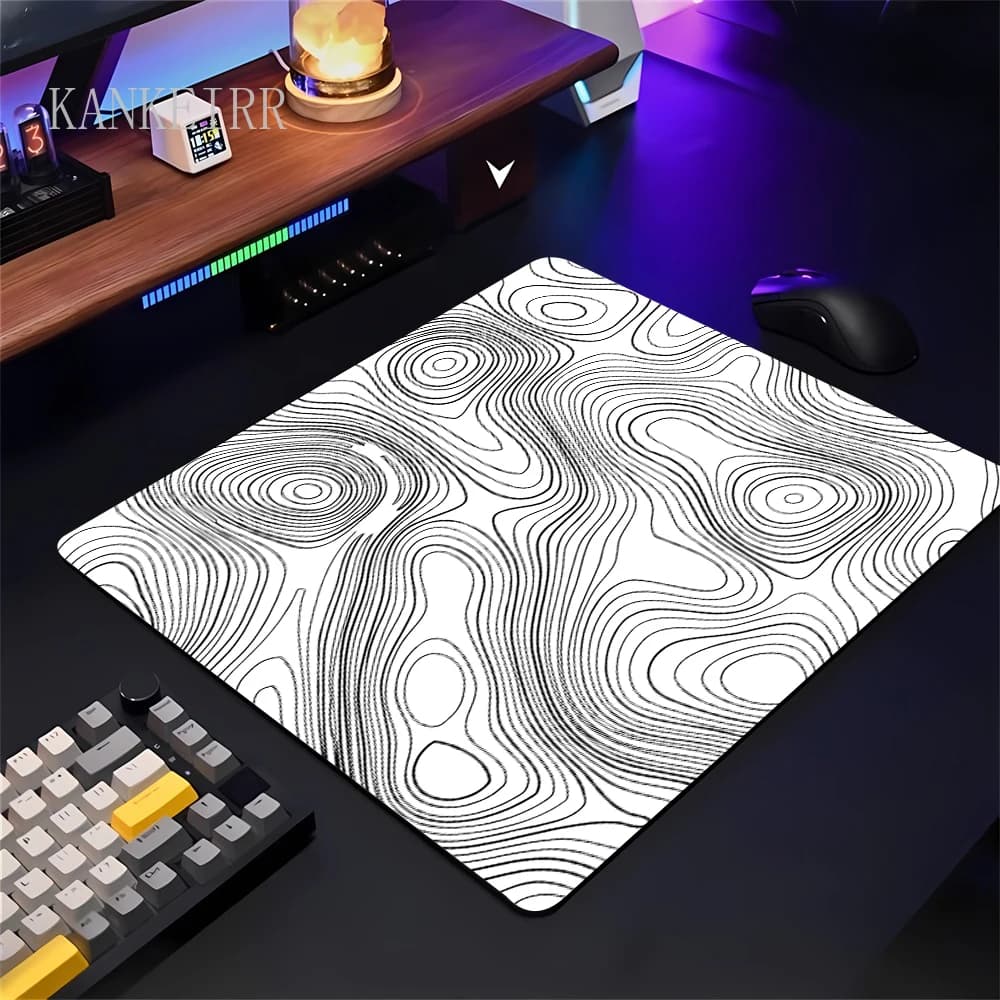 18X22 cm Nero Bianco Texture Tastiera Mouse Pad Gaming Accessori per PC Tappetino per mouse in gomma Gamer Deskmat Topografico Liquido Mause Pad