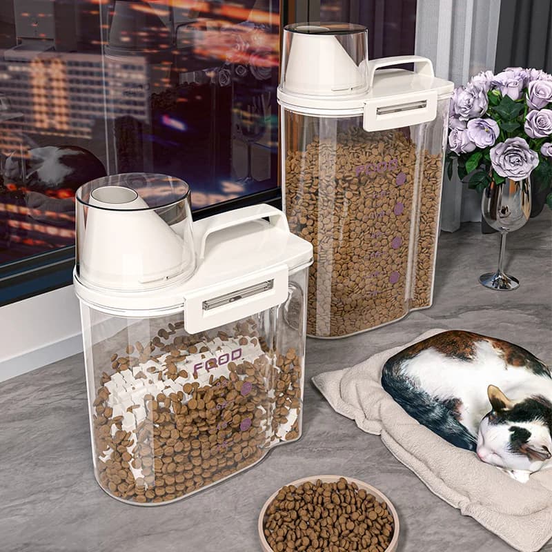 Vacuum Pet Food Storage Bucket PP Plastic Airtight Seal Moisture-proof Dehumidify Large Capacity Dry Snack Container for Dog Cat Home Pantry Storage