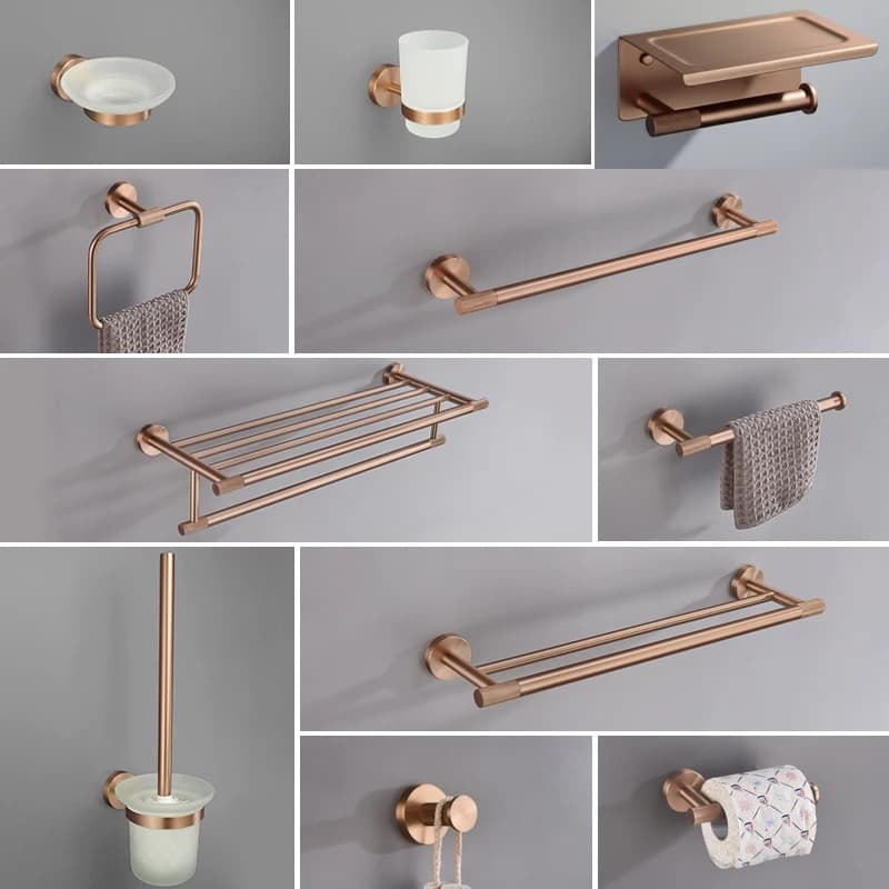 High Quality Brushed Rose Gold Toilet Brush Holder Toilet Paper Holder Towel Bar Rail Rack Hanger Hook Soap Dish Hardware