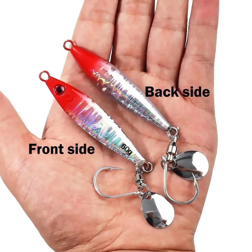 60g 80g Weight Fishing Lure Set Single Hook Casting Jigging Jigging Baits Spinner Blade Pesca Tackle Freshwater Fishing Lures