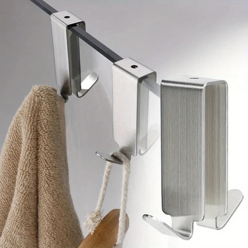 4 pezzi in acciaio inox doppio lato con cappuccio bagno doccia porta gancio sopra porta in vetro doccia portasciugamani per parete di vetro o porta di vetro