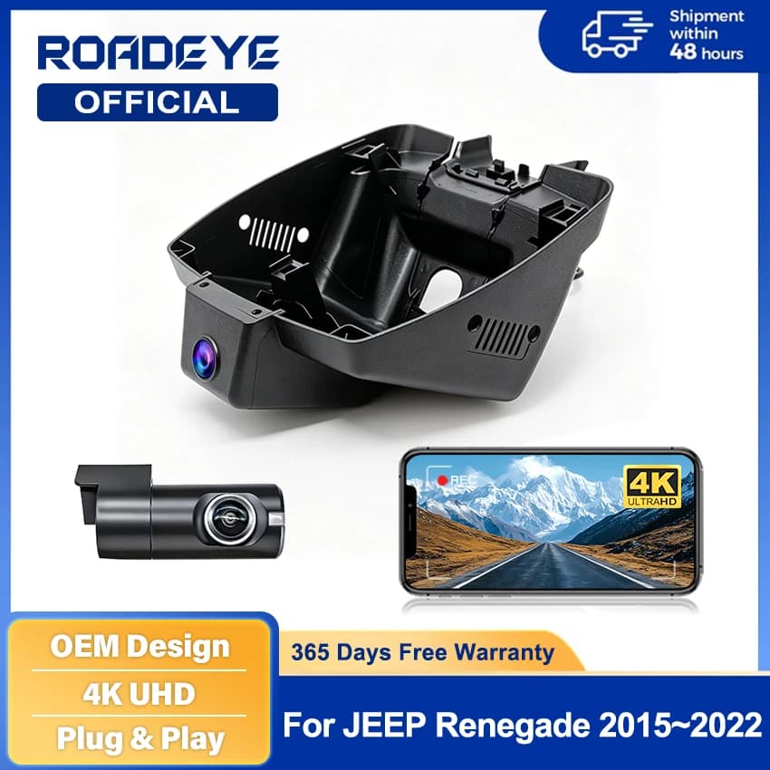 Videoregistratore DVR per Auto 4K 2160P Plug and Play, Dash Cam WiFi per Jeep Renegade Dodge Chrysler 2014 2015 2016 2017 2018