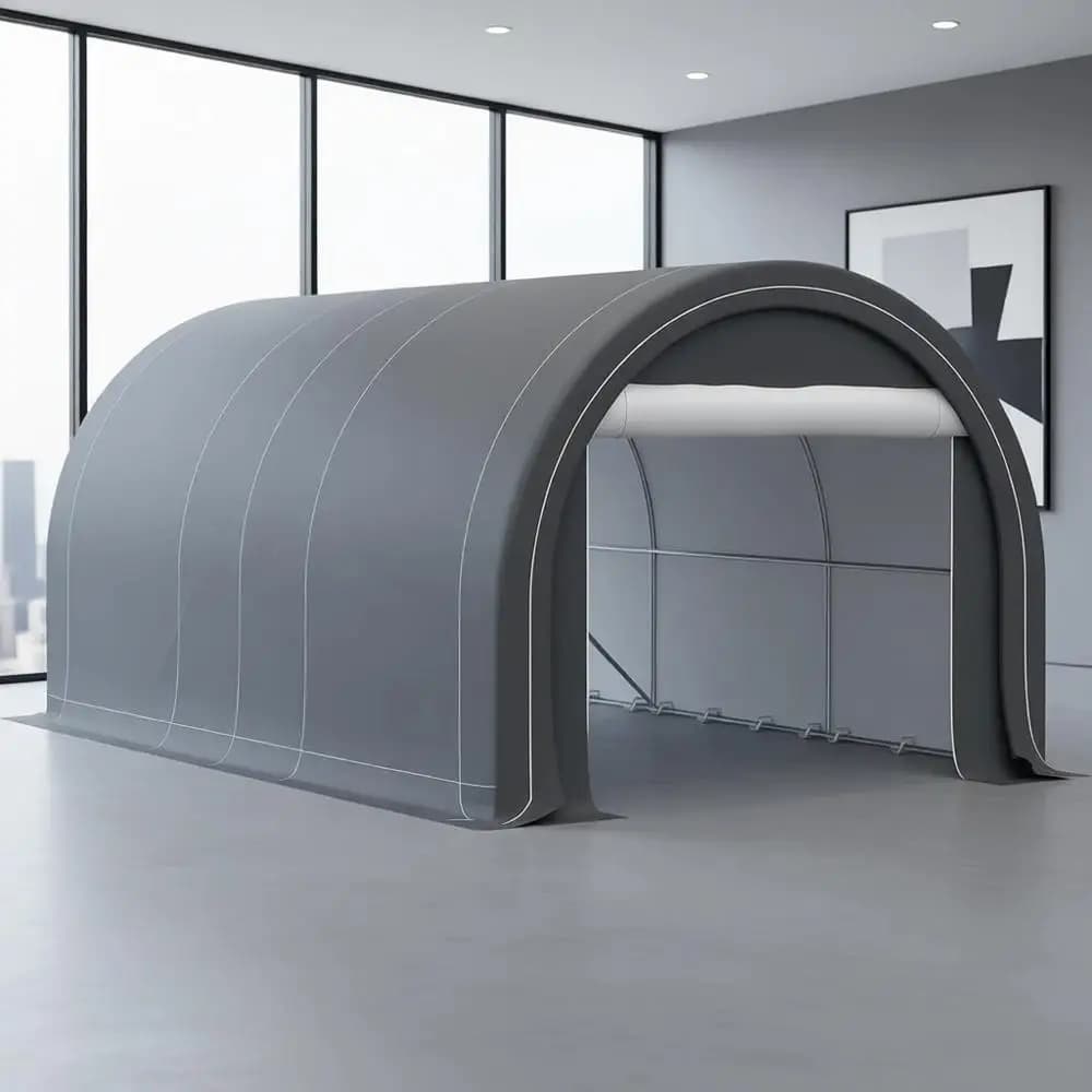 Tenda Garage Portatile Resistente 3x5m con Ampia Porta con Cerniera, Copertura in PE Anti-UV per Auto, Camion, Barca, Moto