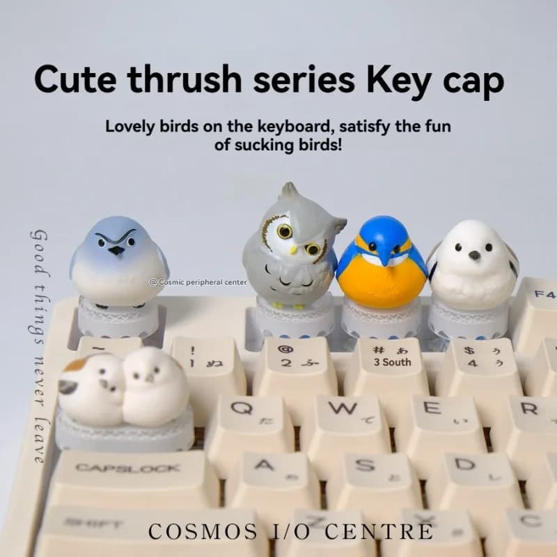 Adorabili copritasti a tema tordo Set copritasti originali personalizzati fatti a mano per tastiera meccanica Accessori per ornamenti regalo di compleanno