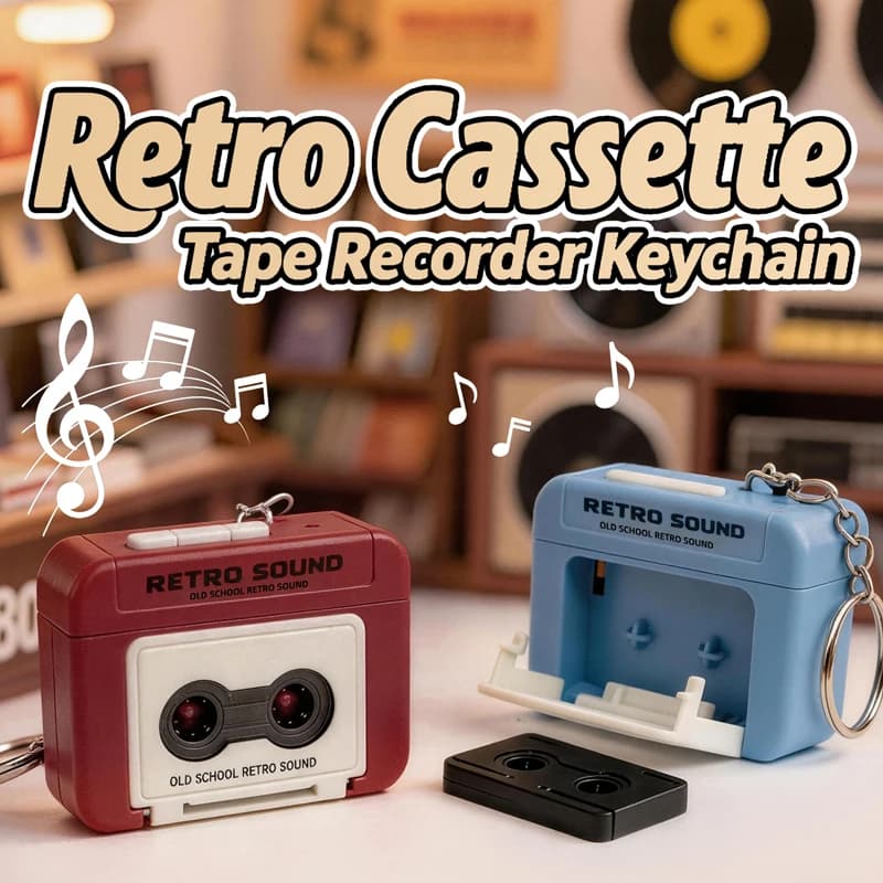 Keyring Retro Tape Recorder, Mini Musical Box, Backpack Pendant, Antistress Ornament, Birthday Gift for Couples