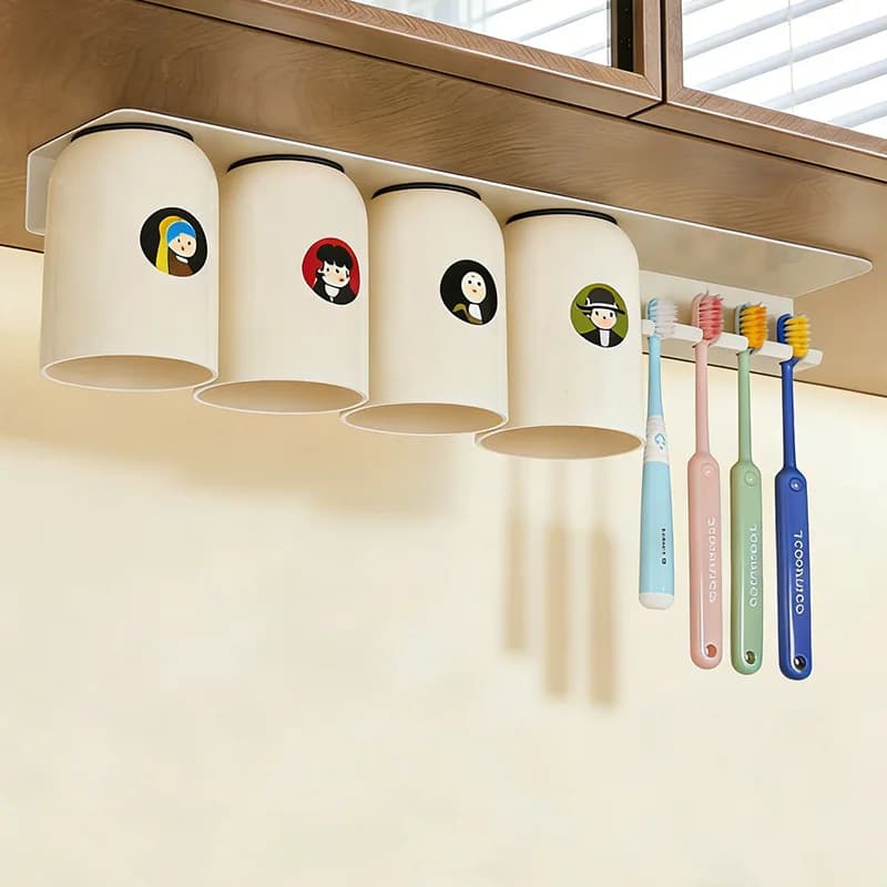 Magnetic toothbrush rack No punching bathroom Toothbrush holder Wall-mounted tooth cup holder cup storage rack