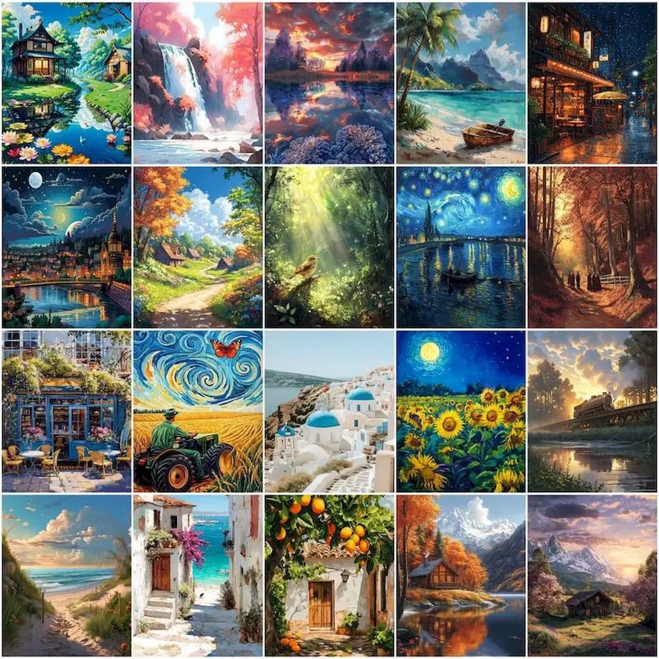 GATYZTORY Canvas Painting By Numbers Acrylic Paints Kit Oil Handmade Landscape For Handiwork Watercolor Art Supplies Picture Set