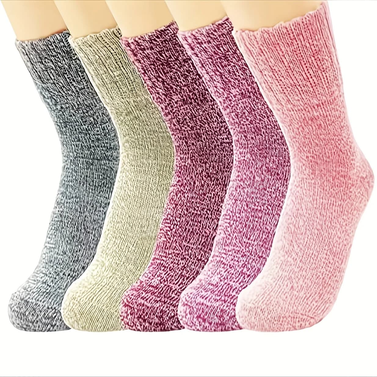5 paia di calzini invernali da donna: calzini da barca in maglia spessa per il calore e il comfort, stile vintage, ideali per uso interno ed esterno