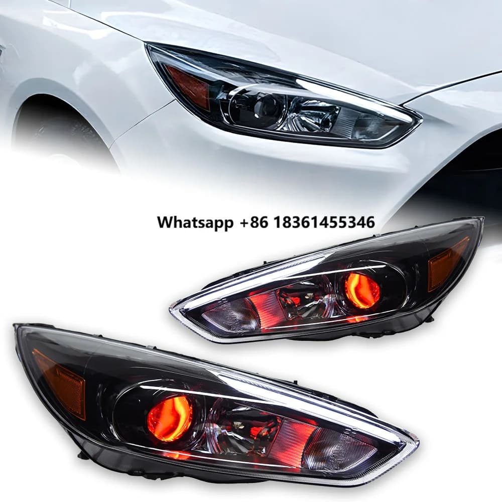 Fari AKD per Ford Focus 2015-2017, Stile Focus ST, Opzione HID D2H, Angel Eye Bi-Xenon, Accessori