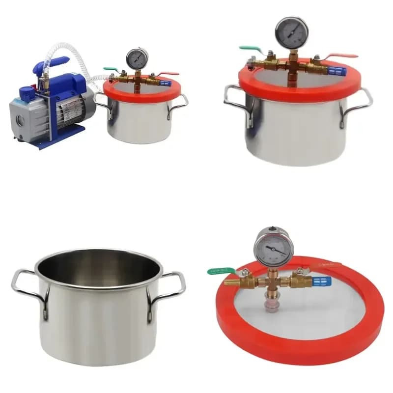 2 Gallon Stainless Steel Vacuum Drying Equipment with 5CFM Pump for Epoxy Resin Casting Lab Industrial Use 110V/220V