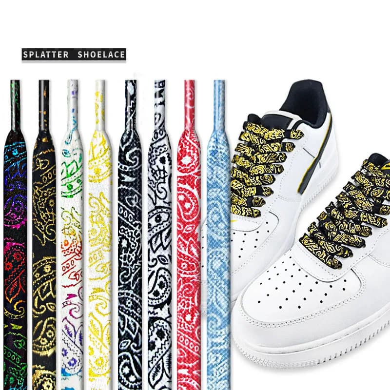 NUOVI 1 Paio di Lacci Piatti Dorati per Sneakers, Lacci per Scarpe Dipinti a Mano, per Sport, Casual, Basket, Tennis, Lunghezza 120/140CM