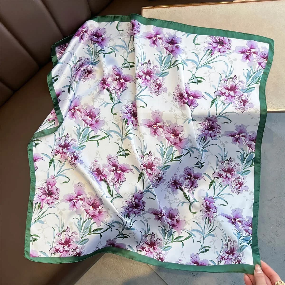 70*70 cm Fashion Floral Print Square Silk Scarf Women's scarf Hijab Bandana Women's Hijab Head Scarves Decoration Ties