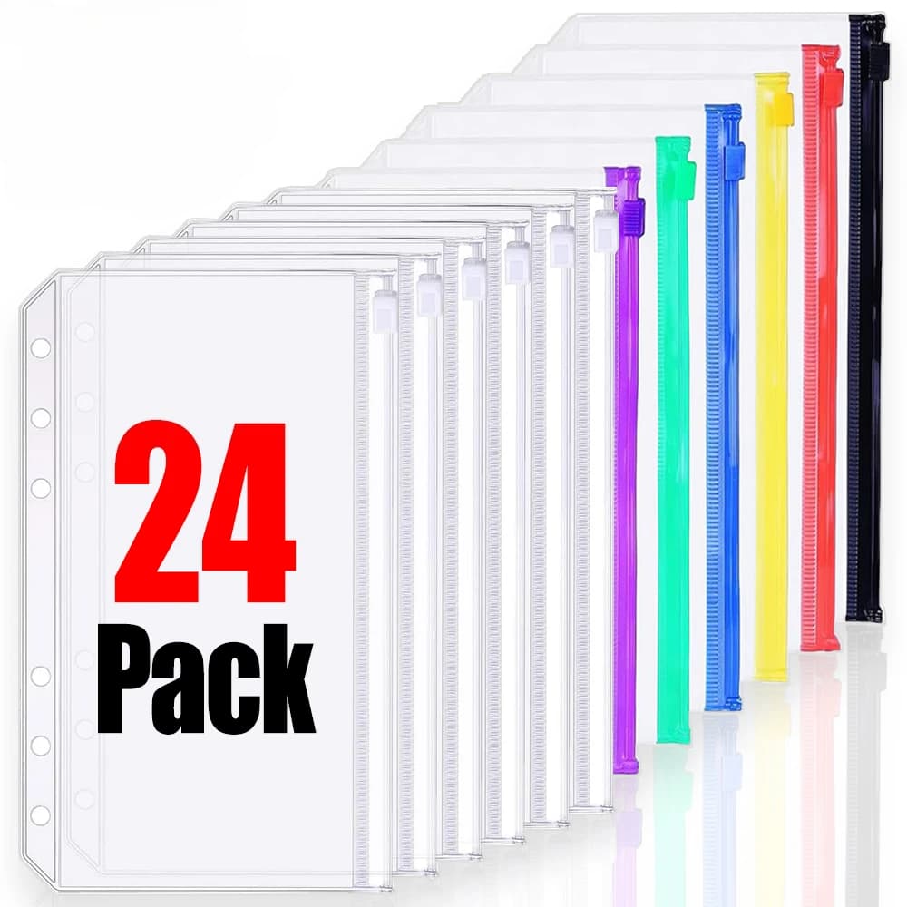 2-24 pezzi trasparenti A6 tasche raccoglitore a 6 fori organizer in PVC impermeabile buste economiche buste raccoglitore con cerniera per notebook pianificatore