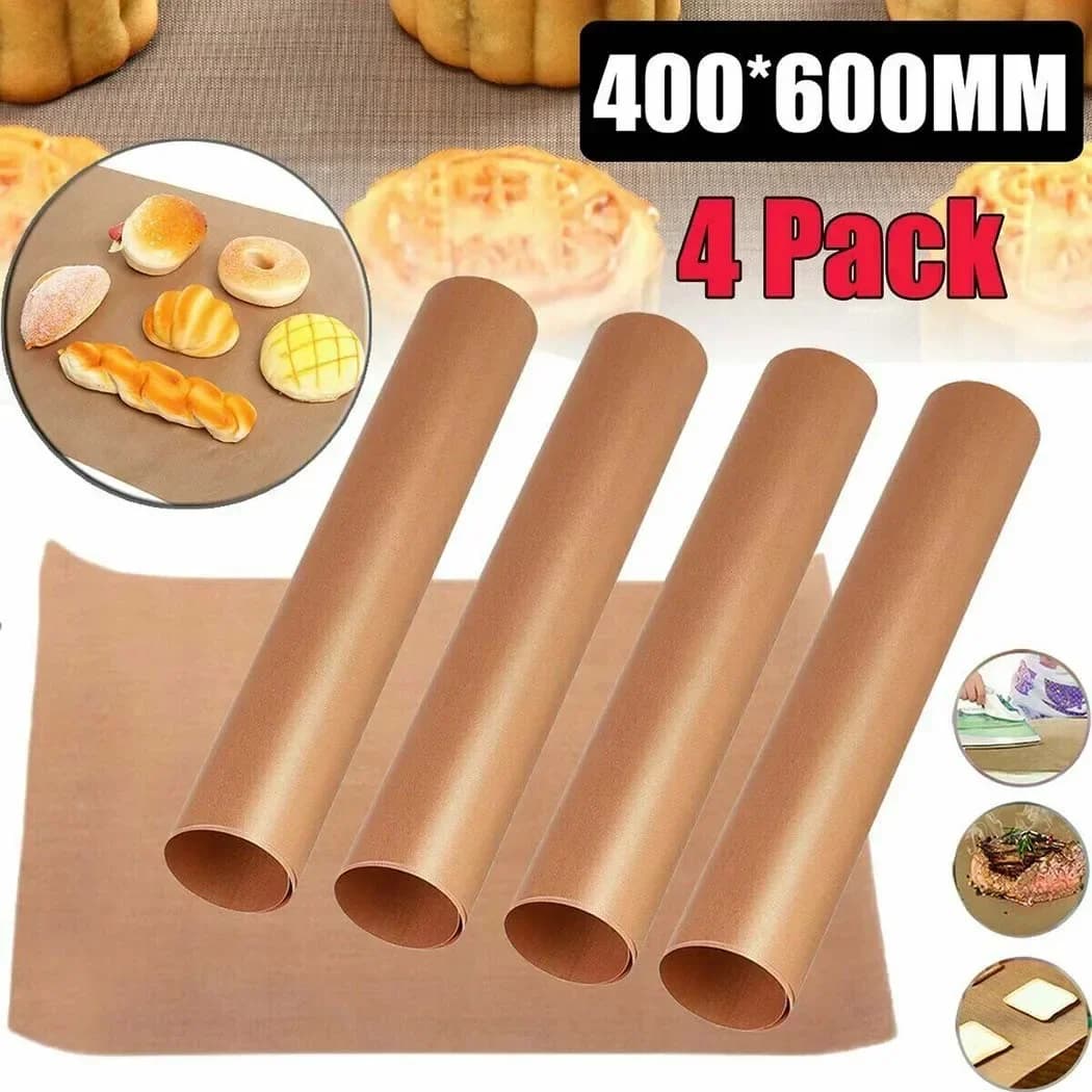 4pcs Non-stick BBQ Grill Mat 60 X 40 Cm Baking Paper Cooking Grilling Sheet Kitchen Tools For Gas Grill Charcoal Frying Foil