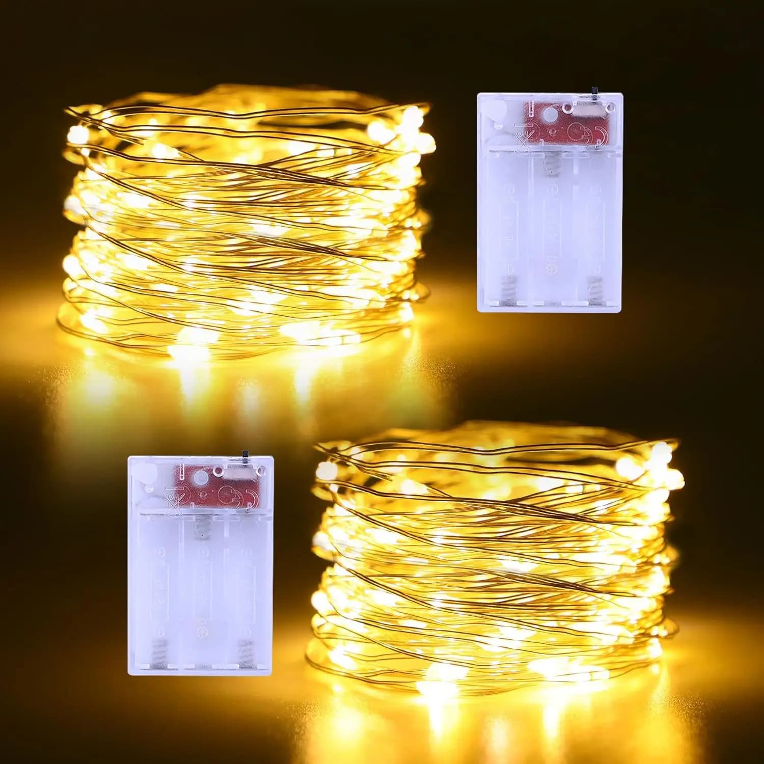 Luci Fatate a Filo Argentato 10/20/50/100 LED, Decorazione per Ramadan, Casa, Matrimoni, Ghirlande, Lampade da Giardino Esterne a Batteria