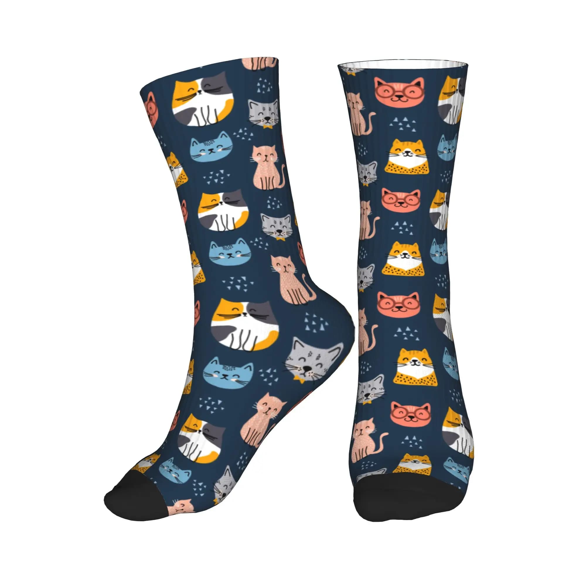 Harajuku socks colored with kittens and cartoons, 3D printed sports socks for men and women