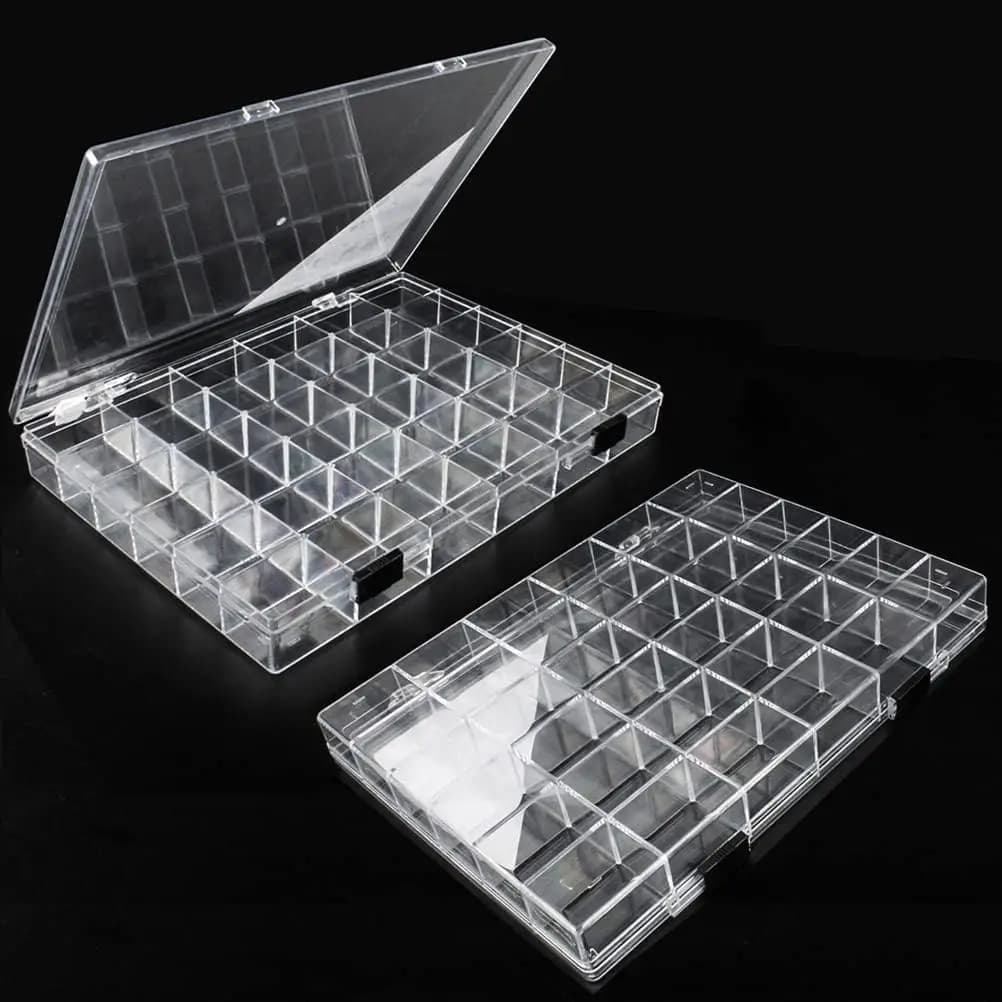Scatola organizer in plastica trasparente a 36 scomparti, confezione da 2 - Contenitore per perline, gioielli, attrezzatura da pesca, materiali artistici fai-da-te, collezione di rocce