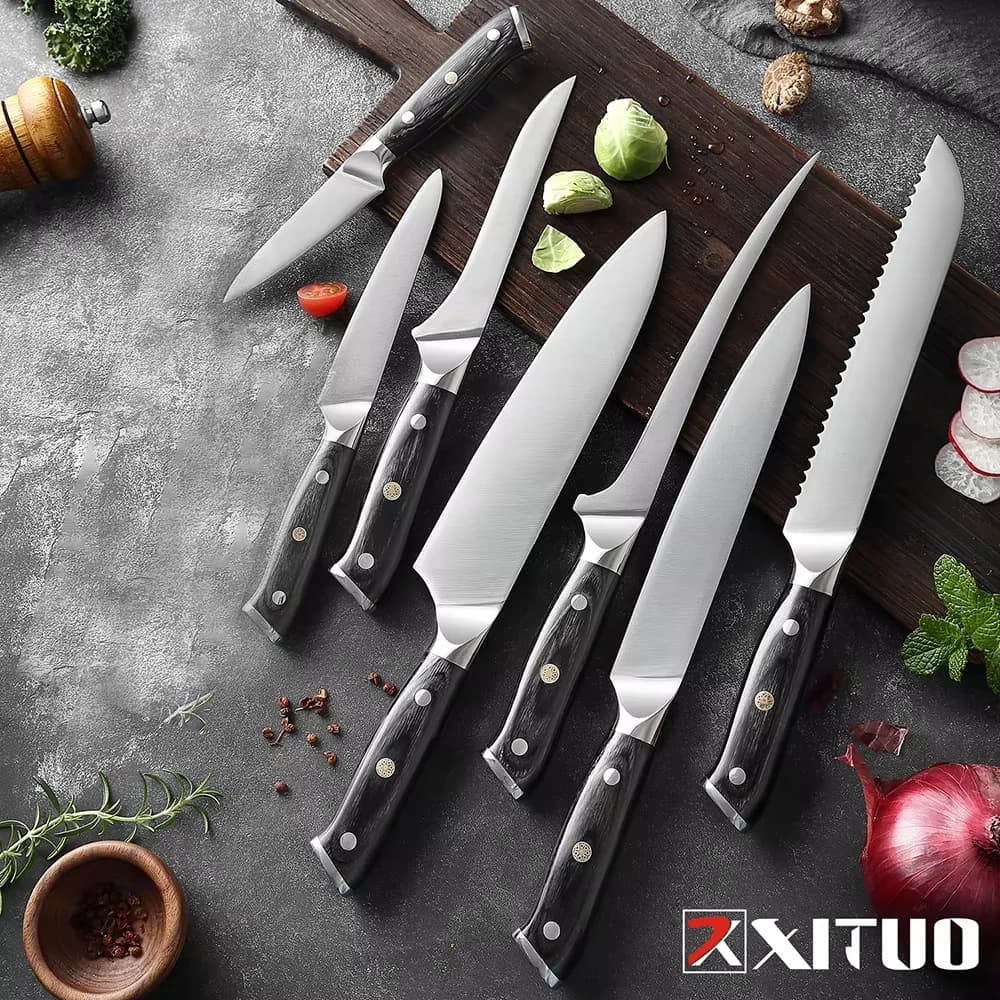 Set of XITUO kitchen knives, Japanese knife for slicing, Santoku knife, multipurpose sharp knife for boneless, 5CR15 stainless steel kitchen knives