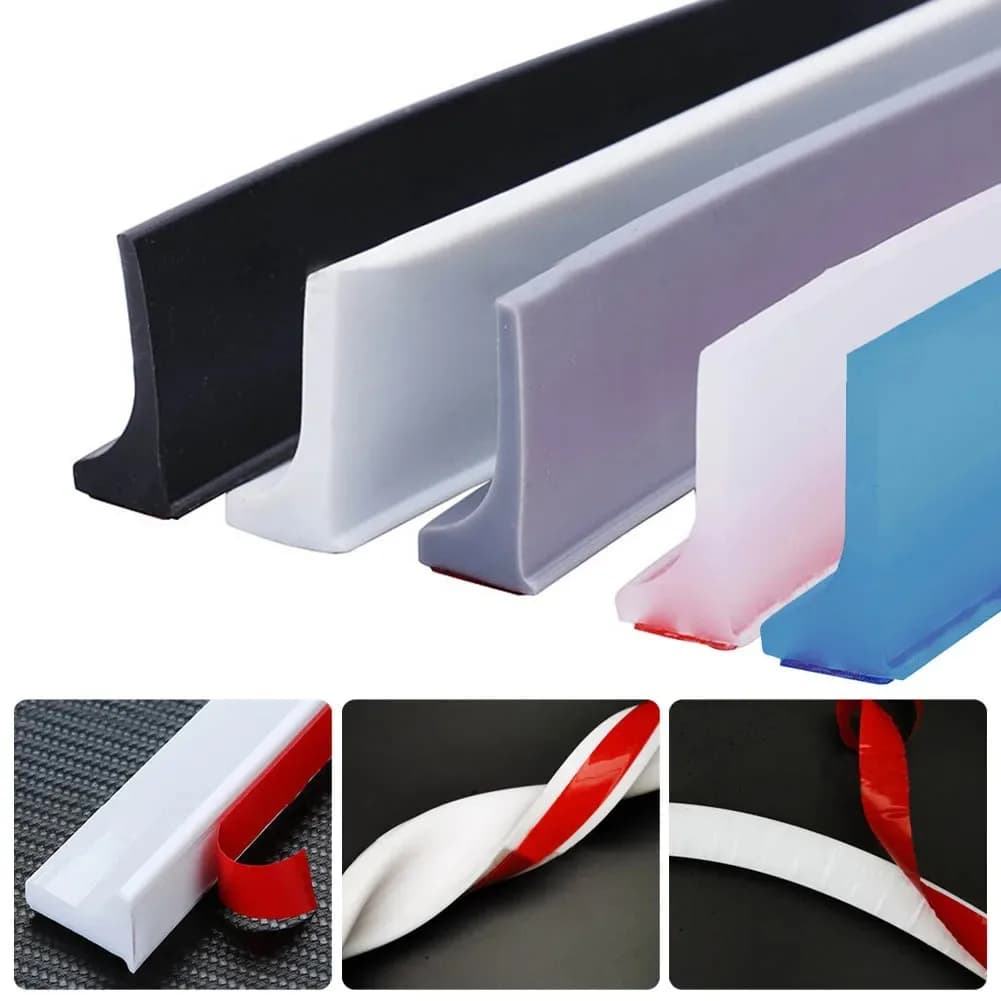 50-600cm Bathroom Water Stopper Retention Water Barrier Strip Shower Dam Flood Barrier Dry And Wet Separation Blocker Seal Strip